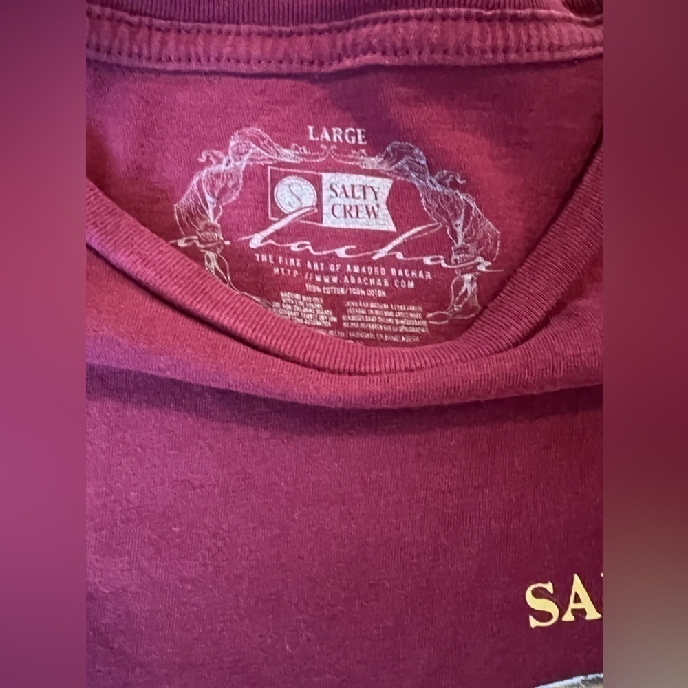 Salty crew men’s red t shirt Sz L - Picture 3 of 7